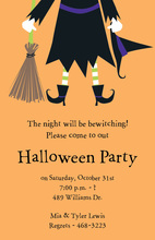 Witch Riding Her Broom Invitations