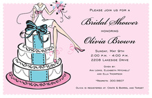 Pink Petal Bridal Cake Luncheon Invitations