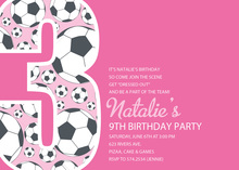Girl Soccer Number Six Pink Invitations