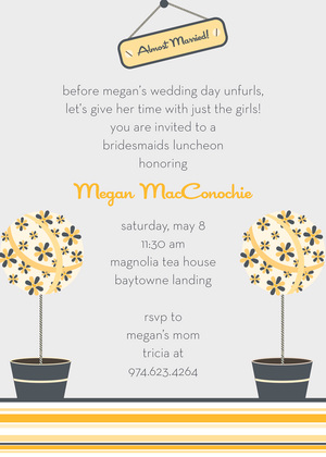 Floral Topiaries Grey-Yellow RSVP Cards