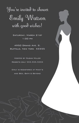 Beautiful Silhouette Bride Flowers Bridal Invitations