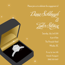 Slate Blue Damask Yellow Filigree Wedding Ring Invitations