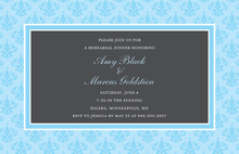 Stylish Ornate Damask Blue Wedding Shower Invites