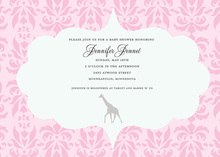 Pink Giraffes Chevron Invitations