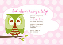 Adorable Owl Girl Baby Shower Invitations