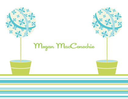 Floral Topiaries Green-Blue RSVP Cards
