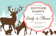 Silhouette Deer Gala Damask Invitation