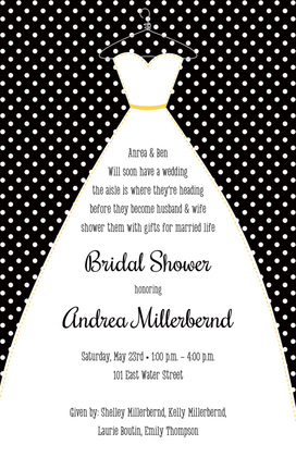 Stitched Bride White Polka Dots Dress Invitations