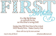 Blue One Birthday Invitations