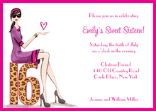 Lovely Pink Crown Stripes Invitation