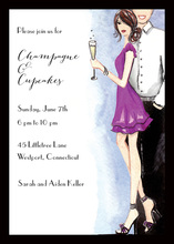 Cupcakes Cocktails Faux Gold Glitter Party Invitations
