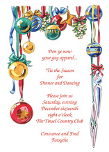 Argyle Border Red Ornaments Invitation