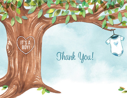 Onsie Tree Green Baby Shower Thank You Cards