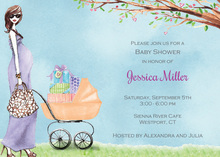 Special Silhouette Aqua Baby Shower Invitations