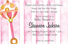 Swirl Rattle Pink Baby Shower Invitations