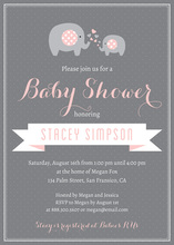 Pink Elephants Baby Shower Invitation