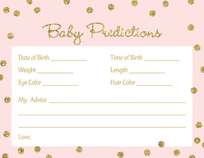 Gold Glitter Graphic Dots Pink Diaper Raffle Cards