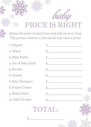 Purple Snowflakes Fill-in Baby Shower Invite