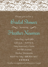 Coordinated Green Lace Over Birch Bridal Invitations