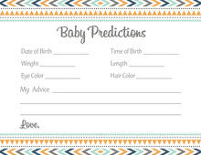Little Mustache Blue Chevrons Baby Prediction Cards