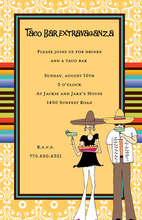 Chevron Fiesta Silhouette Couple Invitations