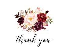 Red Purple Watercolor Floral on Chalkboard Thank You Cards