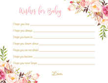 Light Pink Horizontal Stripes Gold Script Baby Wishes