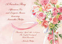 Aqua Banner Pink Rose Invitations