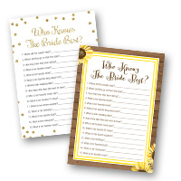 Bridal Shower Games Who Knows The Bride Best Cards
