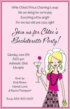 Hot Pink Bachlorette Brunette Invitation