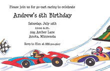 Race Car Zooming Speedway Invitations