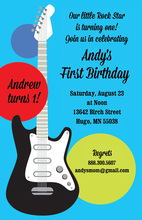 Gray Teen Guitar Birthday Invitations