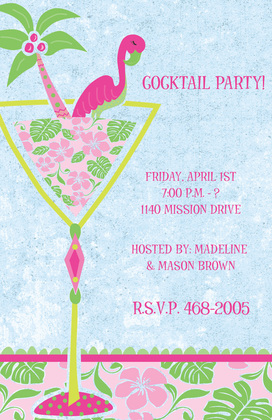 Pink Flamingo Cocktail Invitations