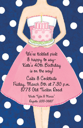 Pink Birthday Cake Invitations