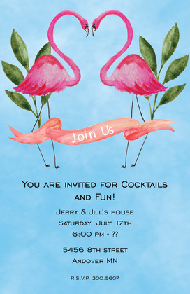 Watercolor Flamingo Lovers Invitations