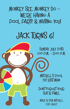 Swim Monkey Birthday Invitations