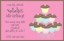 Mocha Cupcake Tree Birthday Invitations