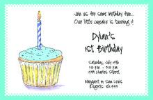 1st Birthday Blue Cupcake Invitation