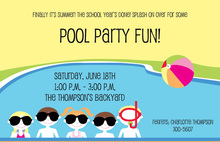 Snorkel Girl Pool Birthday Party Invitations