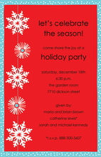 Modern Snowflakes Icy Red Invitations