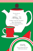 Holiday Tea Time Red Green Invitations