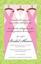 Pink Gown Dresses Wedding Shower Invitations