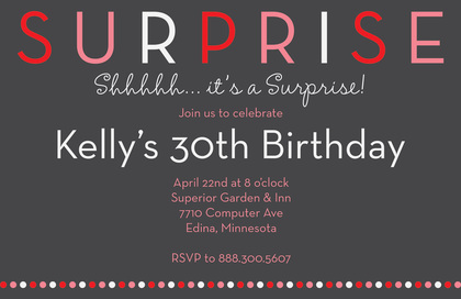 Surprise Birthday Party Red Dots Invitation