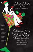 Silhouette Girl Martini Christmas Invitations
