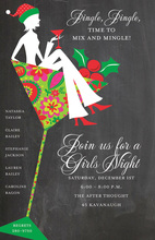 Silhouette Girl Martini Holiday Invitations