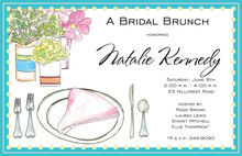 Teal Floral Watercolor Table Setting Invitations
