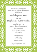 Modern Stylish Green Border Party Invitations