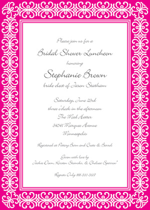 Softly Pink Ornamental Border Modern Party Invitations
