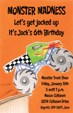 Red Monster Truck Boy Birthday Invitations