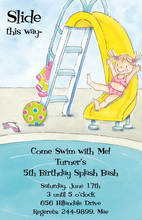 Girls Water Slide Birthday Party Invitations